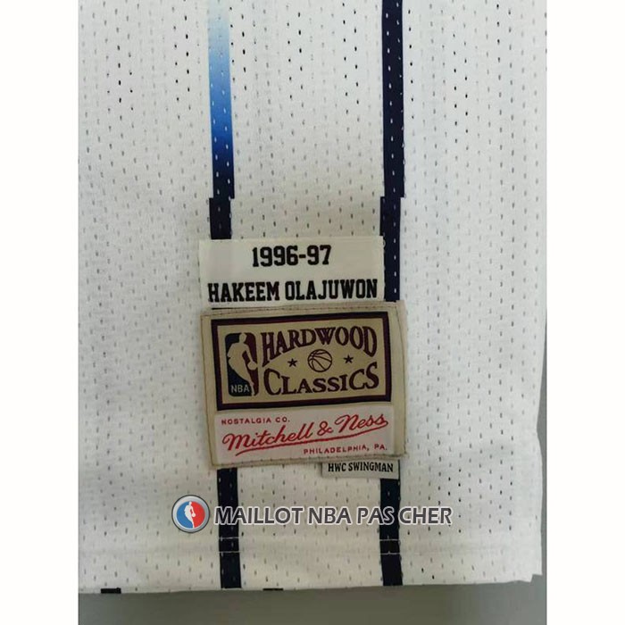 Maillot Houston Rockets Hakeem Olajuwon NO 34 Mitchell & Ness 1996-97 Blanc